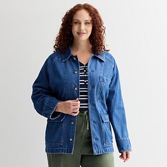 Plus Size Sonoma Goods For Life® Raglan Sleeve Denim Jacket