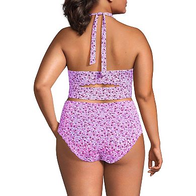 Plus Size Lands' End Scallop Halter Midkini Swim Top