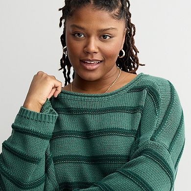Juniors' Plus Size SO® Textured Boatneck Sweater
