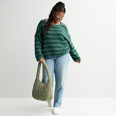 Juniors' Plus Size SO® Textured Boatneck Sweater