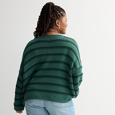 Juniors' Plus Size SO® Textured Boatneck Sweater