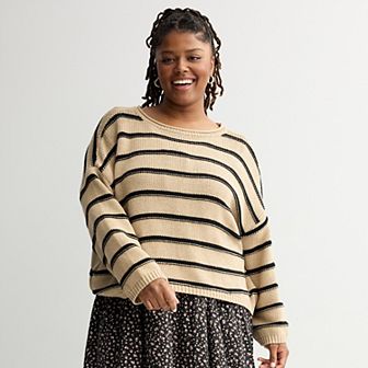 Juniors' Plus Size SO® Textured Boatneck Sweater
