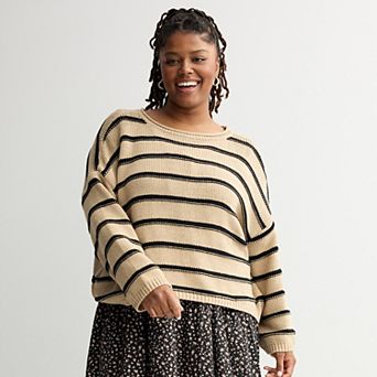 Juniors' Plus Size SO® Textured Boatneck Sweater