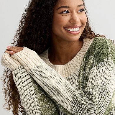 Juniors' SO Boucle Crewneck Sweater