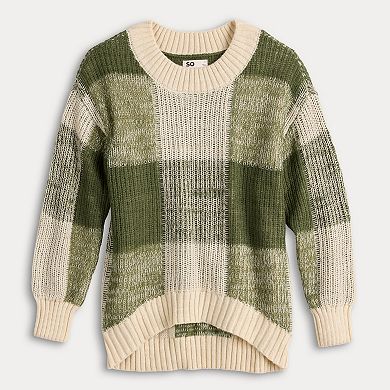 Juniors' SO Boucle Crewneck Sweater