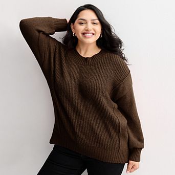 Juniors' Plus Size SO® Boucle Crewneck Sweater