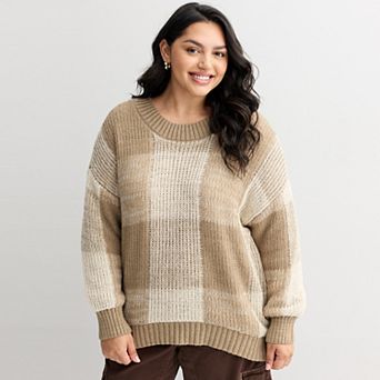 Juniors' Plus Size SO® Boucle Crewneck Sweater