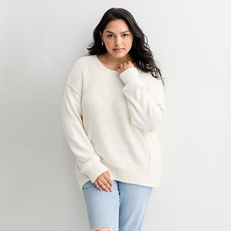 Juniors' Plus Size SO® Boucle Crewneck Sweater