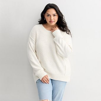 Juniors' Plus Size SO® Boucle Crewneck Sweater