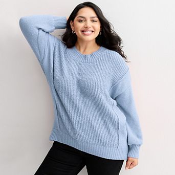 Juniors' Plus Size SO® Boucle Crewneck Sweater
