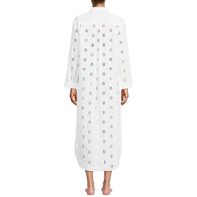 Women's Lands' End Eyelet Button Down Maxi Cover-up Dress