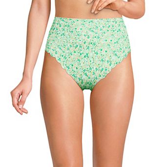 Women's Lands' End Tugless Scallop High Waisted Swim Bottoms