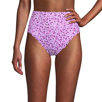 Women's Lands' End Tugless Scallop High Waisted Swim Bottoms