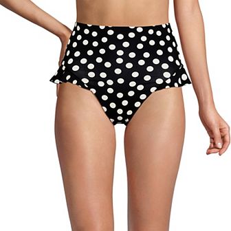 Women's Lands' End Ruffle High Waisted High Leg Swim Bottoms