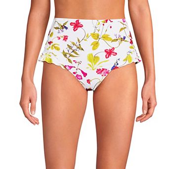 Women's Lands' End Ruffle High Waisted High Leg Swim Bottoms