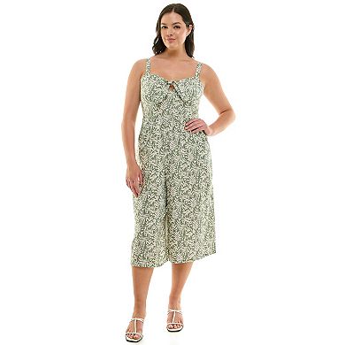 Juniors' Plus Size Lily Rose Tie Front Ankle Jumpsuit