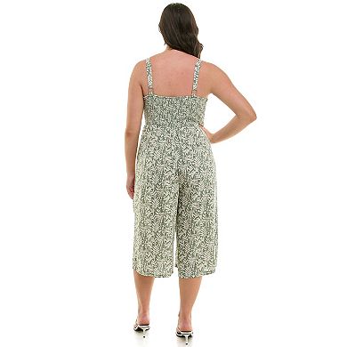 Juniors' Plus Size Lily Rose Tie Front Ankle Jumpsuit