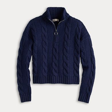 Juniors' SO® Cable Quarter Zip Sweater
