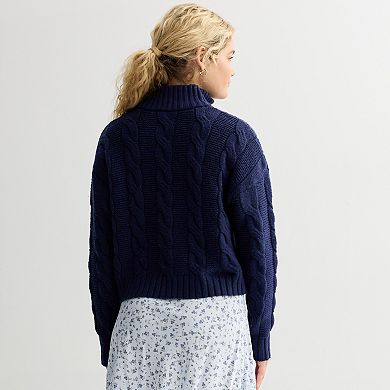 Juniors' SO® Cable Quarter Zip Sweater