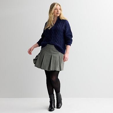 Juniors' Plus Size SO® Cable Quarter Zip Sweater