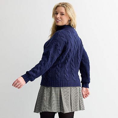 Juniors' Plus Size SO® Cable Quarter Zip Sweater
