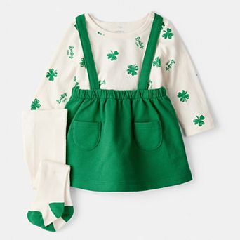 Baby Girls Carter's 3 pc Shamrock Long-Sleeve Top & Skirt Dress Set