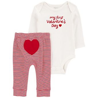 Baby Carter's My First Valentine's Day 2 pc Long-Sleeve Bodysuit & Pant Set