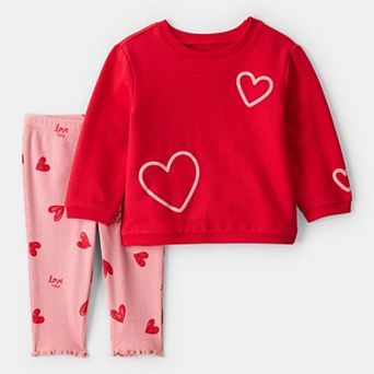 Baby Girl Carter's Valentine's Day 2 pc Heart Tee & Pant Set
