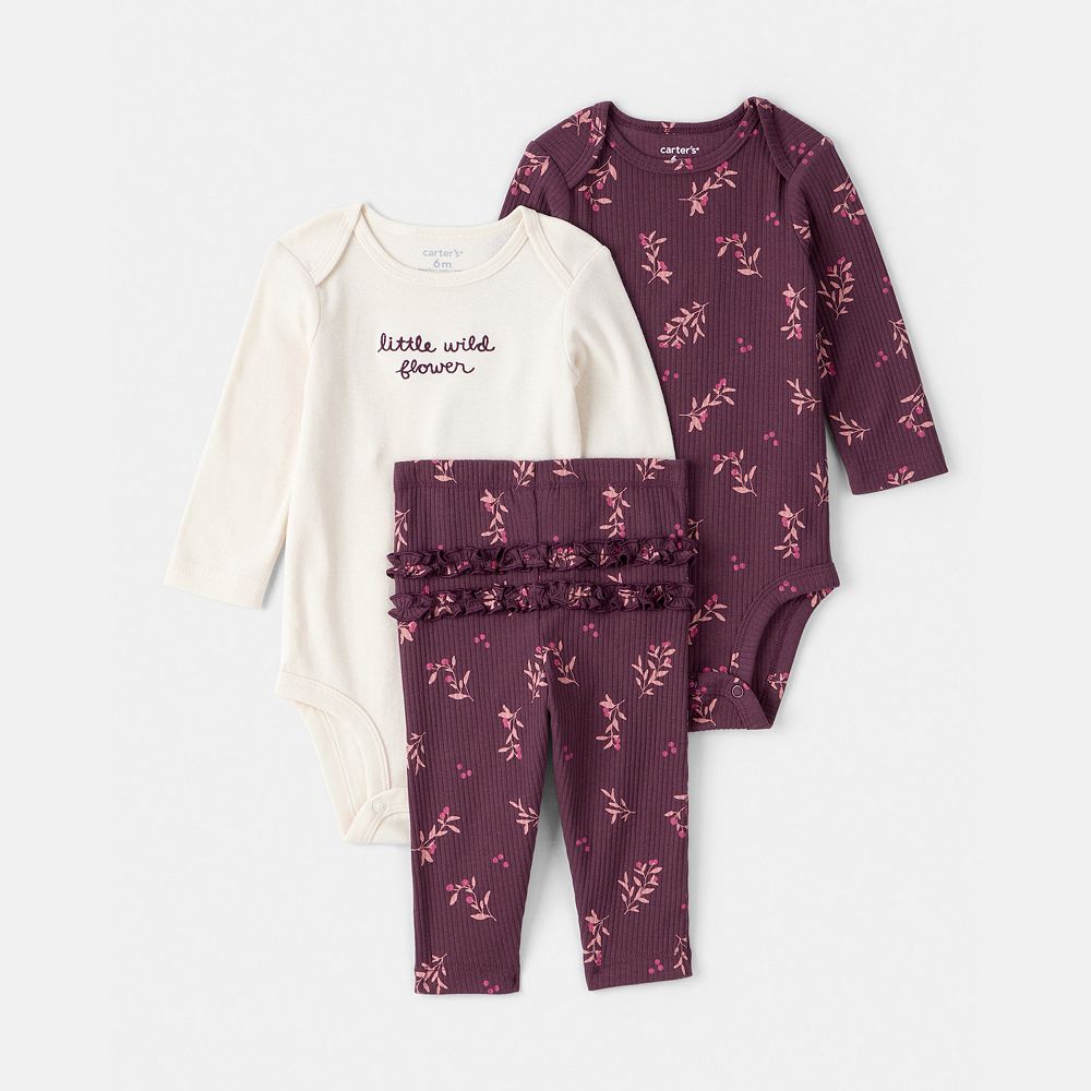 Carter's 5pc Baby Girl Floral/Peach/Green Bodysuit Set main image 1