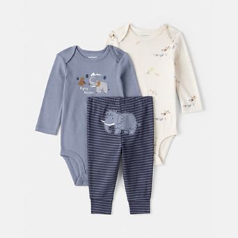 Baby Boy Carter's 3 pc Elephant Print Long Sleeve Bodysuit & Pant Set