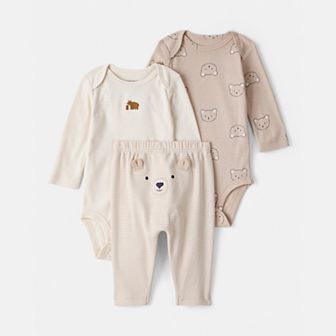Baby Boy Carter's 3 pc Bear Print Long Sleeve Bodysuit & Pant Set