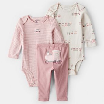 Baby Girl Carter's 3 pc Train Print Long Sleeve Bodysuit & Pant Set