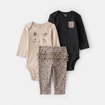 Baby Girl Carter's 3 pc Cheetah Print Long Sleeve Bodysuit & Pant Set