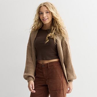 Juniors' SO Chunky Open Front Sweater