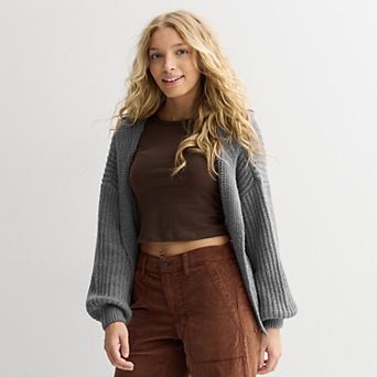 Juniors' SO Chunky Open Front Sweater