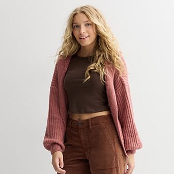 Juniors' SO Chunky Open Front Sweater