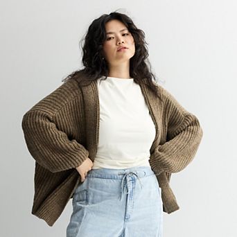Juniors' Plus Size SO Chunky Open Front Sweater