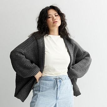 Juniors' Plus Size SO Chunky Open Front Sweater