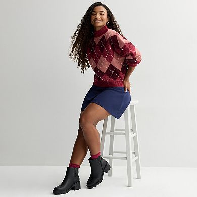 Juniors' SO® Balloon Sleeve Waffle Sweater