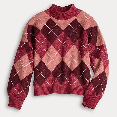 Juniors' SO® Balloon Sleeve Waffle Sweater