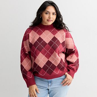 Juniors' Plus Size SO® Waffle Balloon Sleeve Sweater