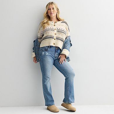 Juniors' Plus Size SO® Crewneck Cardigan