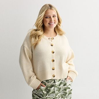 Juniors' Plus Size SO® Crewneck Cardigan