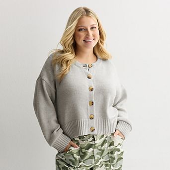 Juniors' Plus Size SO® Crewneck Cardigan
