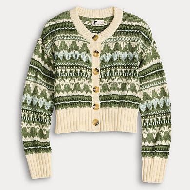 Juniors' SO® Crewneck Cardigan