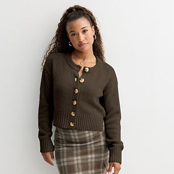 Juniors' SO® Crewneck Cardigan