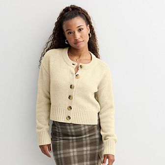 Juniors' SO® Crewneck Cardigan