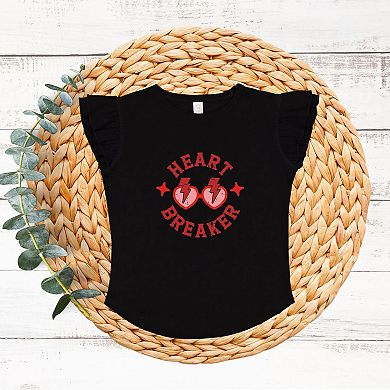 Heart Breaker Sunglasses Toddler Flutter Sleeve Graphic Tee