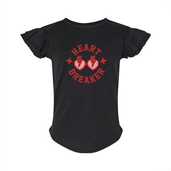 Heart Breaker Sunglasses Toddler Flutter Sleeve Graphic Tee