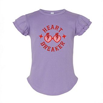 Heart Breaker Sunglasses Toddler Flutter Sleeve Graphic Tee